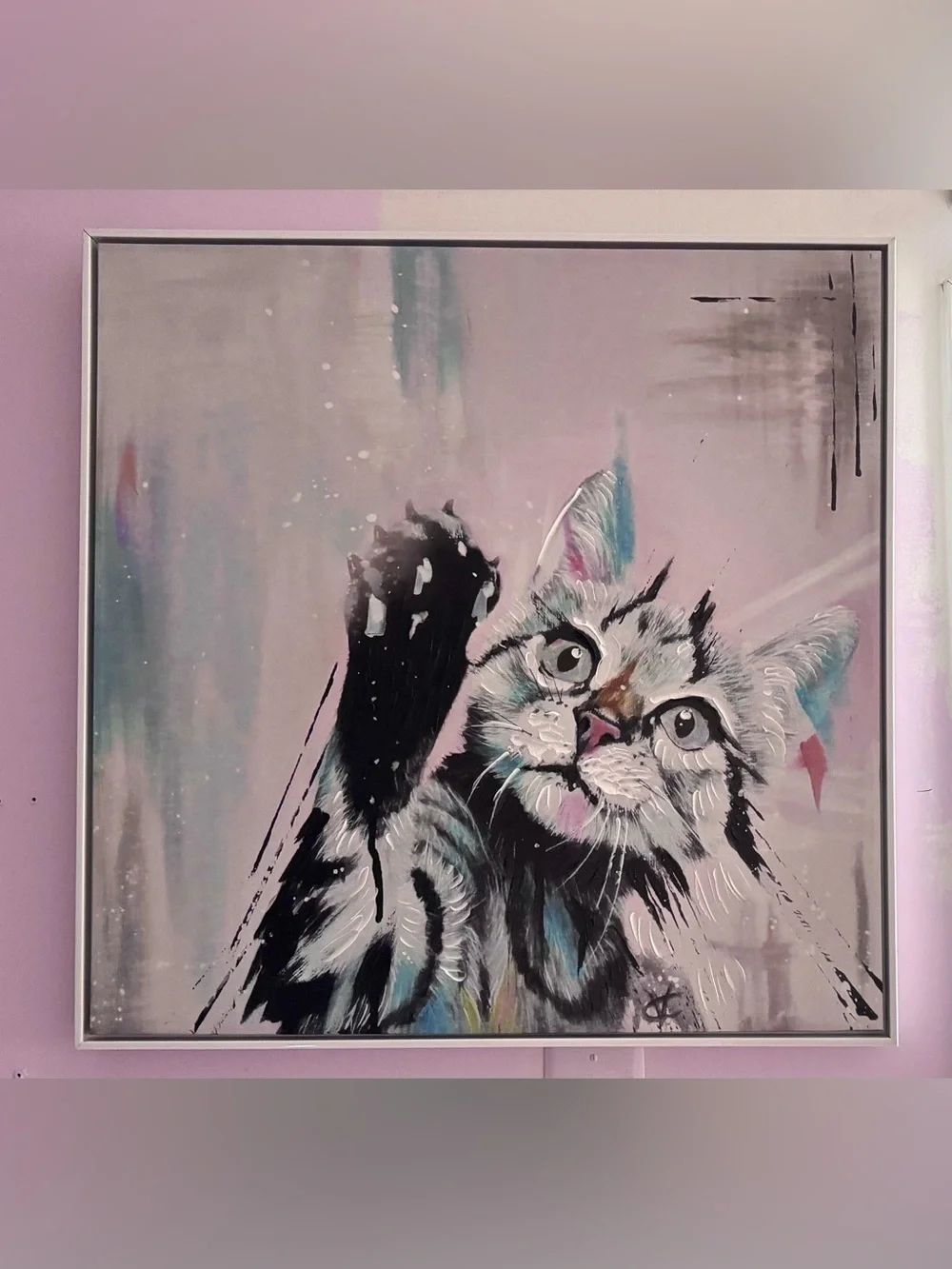 Wall Art Neutral Bold Canvas Paintings Geometric Abstract Floral Cat Lightweight